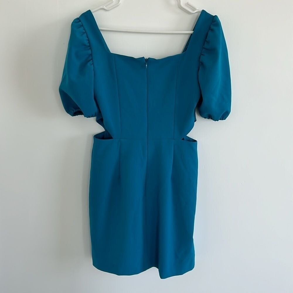 French Connection Mini Dress Puff Sleeve Cutout Cocktail Party Dress Blue - Picture 6 of 10